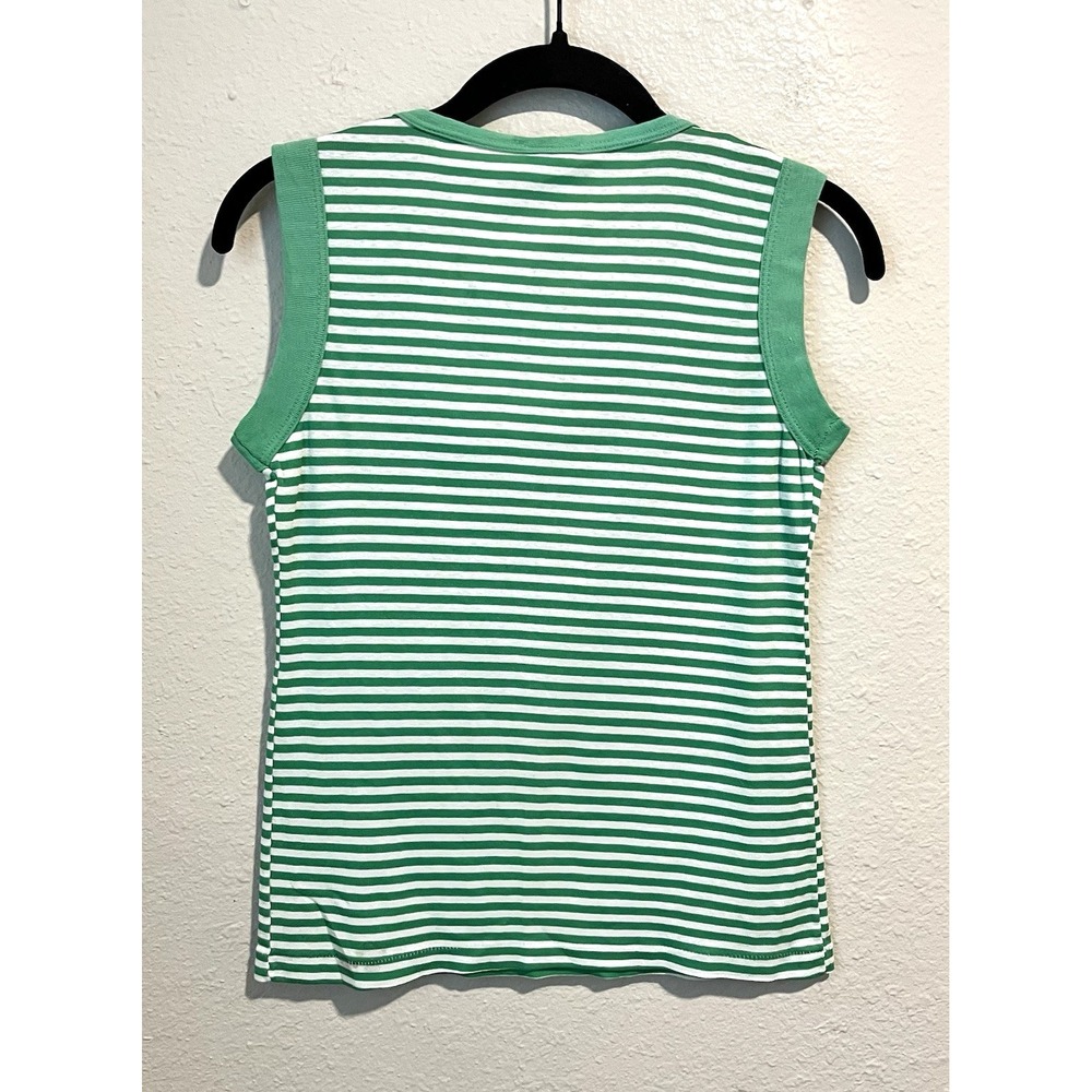 Vintage 70's/80's Retro T-Shirt Medium Green White Striped Muscle Tee Fits Small - Picture 6 of 10